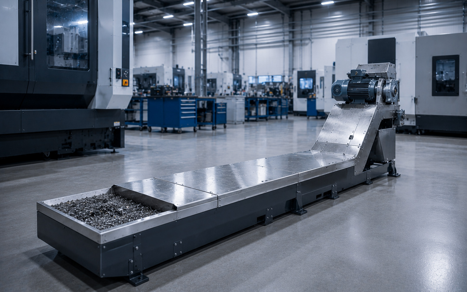 Magnetic conveyor for CNC chip removal