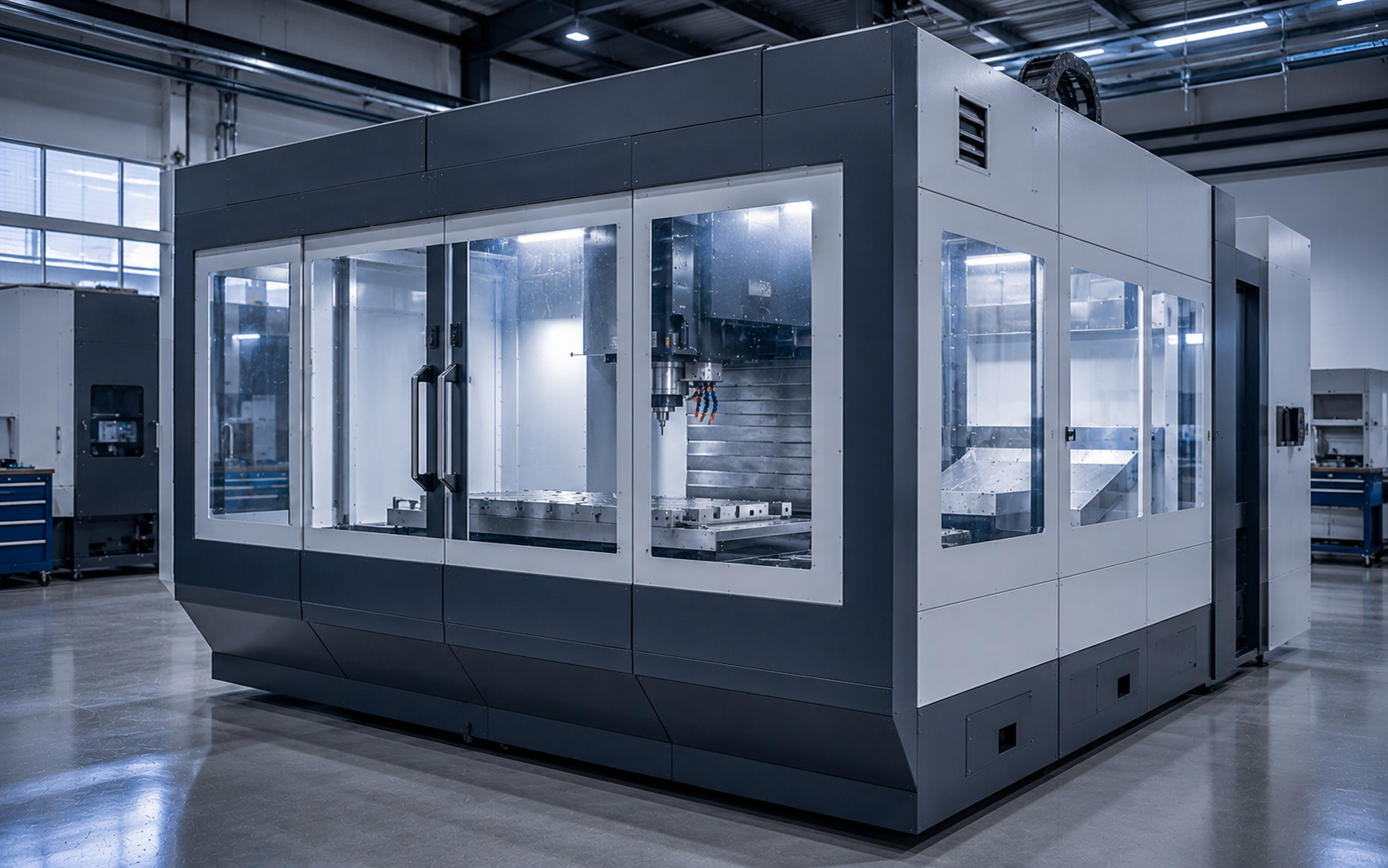Full machine enclosures for CNC safety and containment